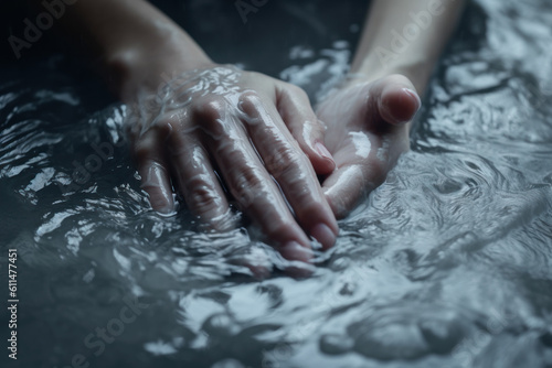 Wallpaper Mural female wash hands in water, beauty care hygiene generative ai Torontodigital.ca