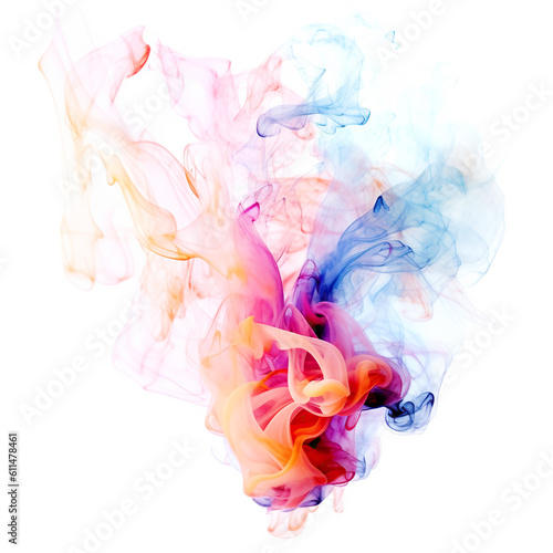 Rainbow of Acrylic Ink in Water. Color Explosion on a white background. Colorful explode  Generative AI