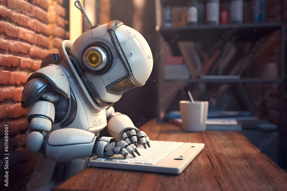 Fototapeta premium Chat GPT Artificial Intelligence copy writing bot by Open AI. Robot for student homework, education.