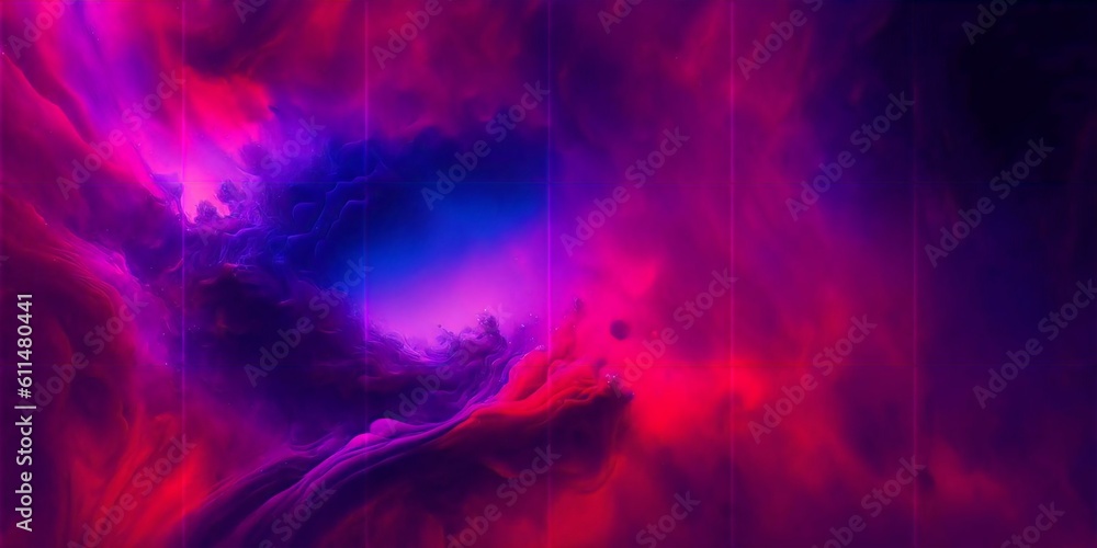 A close up of a red and purple object, abstract background with smoke, AI generative