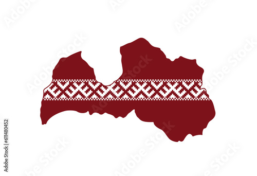 Latvia shape outline with stitched pattern photo