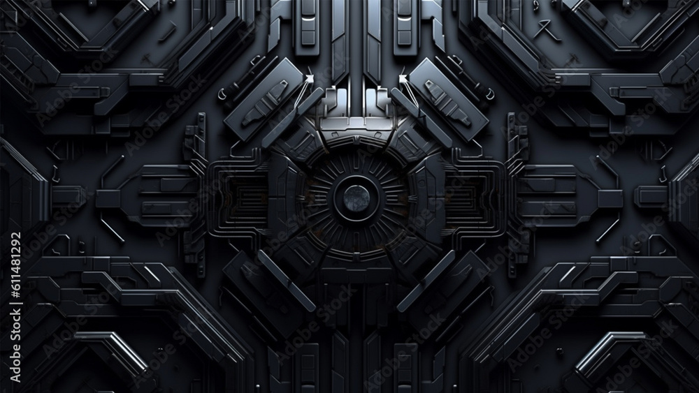 security door of future AI Technology gear technical concept security door of future AI Technology gear technical concept