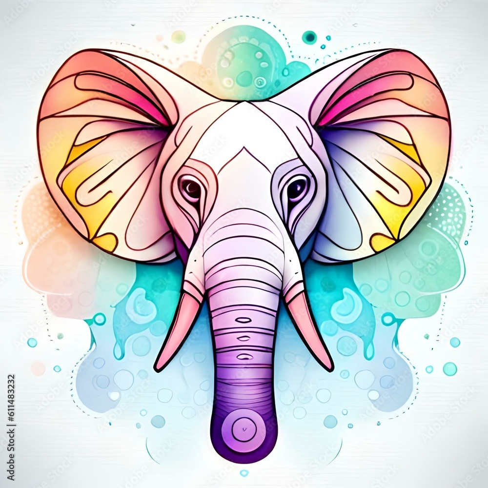 Colorful elephant head generated by AI