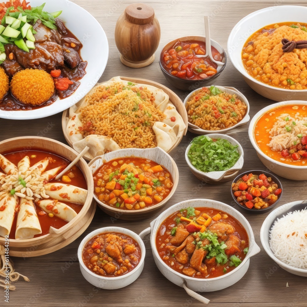 A table full of different foods, Generative AI A table full of different foods, Generative AI