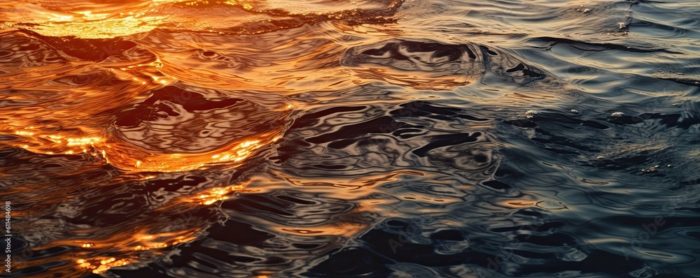 Illustration of ocean waves reflecting the sun at golden hour Illustration of ocean waves reflecting the sun at golden hour