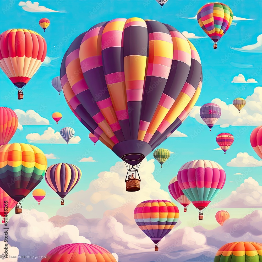 Naklejka premium hot air balloons in the sky - generative AI