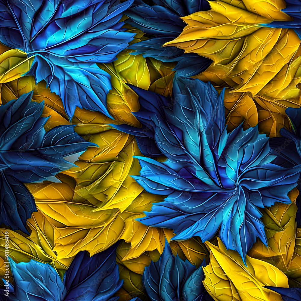 Seamless pattern of multi-colored autumn leaves. AI generated. Seamless pattern of multi-colored autumn leaves. AI generated.