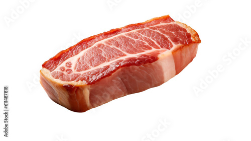 photo of a perfect fillet of pork with top view isolated against transparent background
