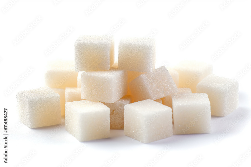 A pile of sugar cubes sitting on top of each other. Generative AI. A pile of sugar cubes sitting on top of each other. Generative AI.