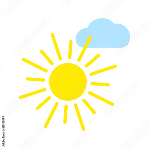 Sun and Cloud. Isolated on white background. Vector illustration.