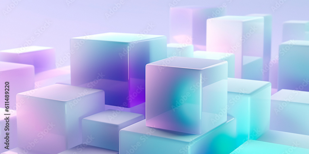 abstract geometric composition with cubes in pink and blue, generative ai abstract geometric composition with cubes in pink and blue, generative ai