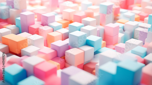 abstract pastel colorful cubes mesmerizing ethereal background. Generative ai edited