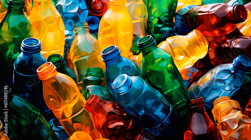 Big pile of empty plastic bottles. Generative ai edited photo