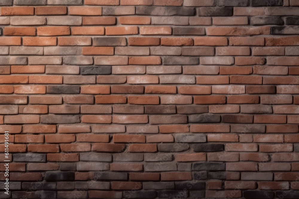 Obraz premium textured brick wall with red and brown bricks. Generative AI