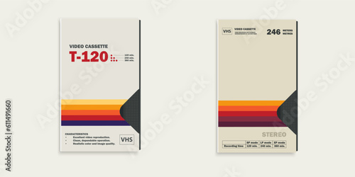 A set of old video cassettes. Old school and back to 90s concept background.