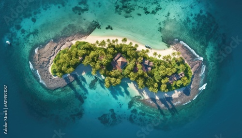 tropical island top view -Created using generative AI tools