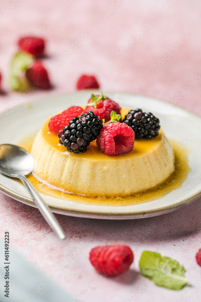 Creme caramel, flan, or caramel pudding is a custard dessert Creme caramel, flan, or caramel pudding is a custard dessert