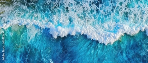 ocean waves blue ocean view from above -Created using generative AI tools © Didar