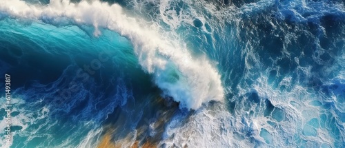 ocean waves blue ocean view from above -Created using generative AI tools