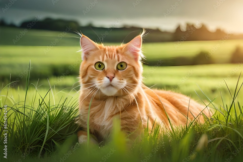 cat on the grass