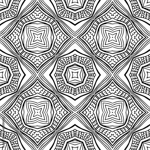 Seamless Black and White Geometric Vector Repeating Pattern Tile