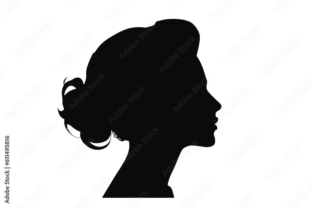 Side view of woman Face Silhouette with Stylish Hairstyle Stock Vector ...