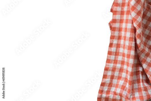 Part of checkered napkin, orange and white untucked with transparencies, PNG format