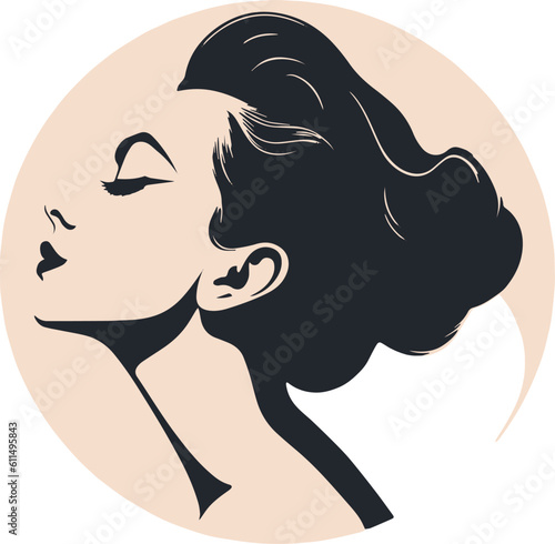 Beauty face women side view, Vector illustration