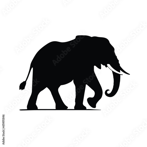 silhouette of an elephant. Vector shadow isolated. Laser cutting path 