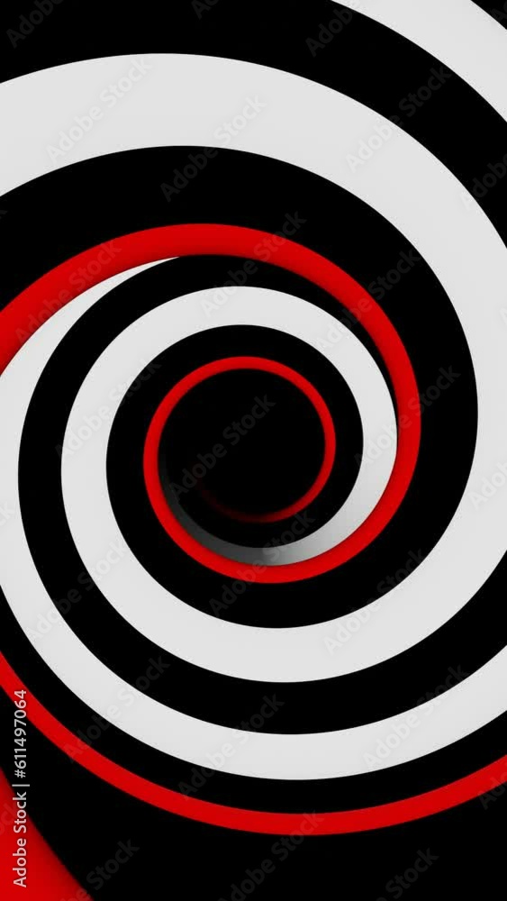 Vertical video black white and red spiral circle optical illusion tunnel Vertical video black white and red spiral circle optical illusion tunnel