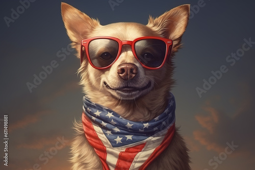 dog wearing sunglasses for fourth of july generative ai