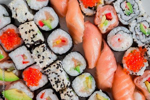 Set of Japanese sushi background