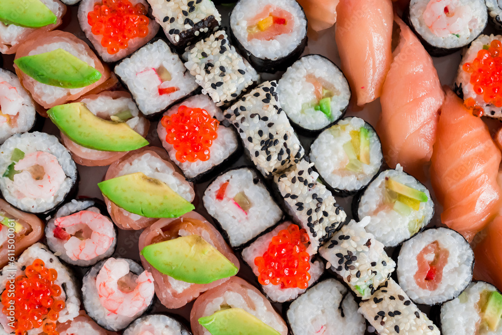 Set of Japanese sushi background Set of Japanese sushi background