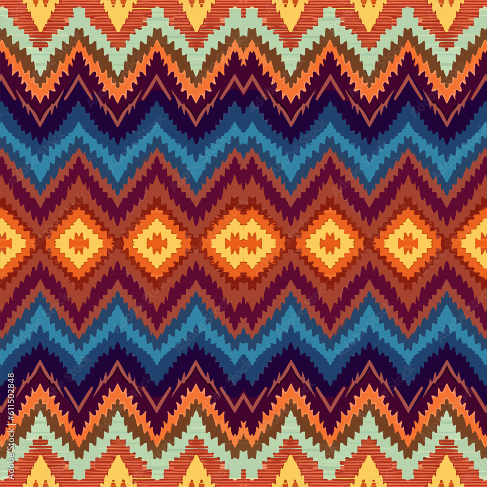 Ethnic ikat chevron pattern background traditional pattern.