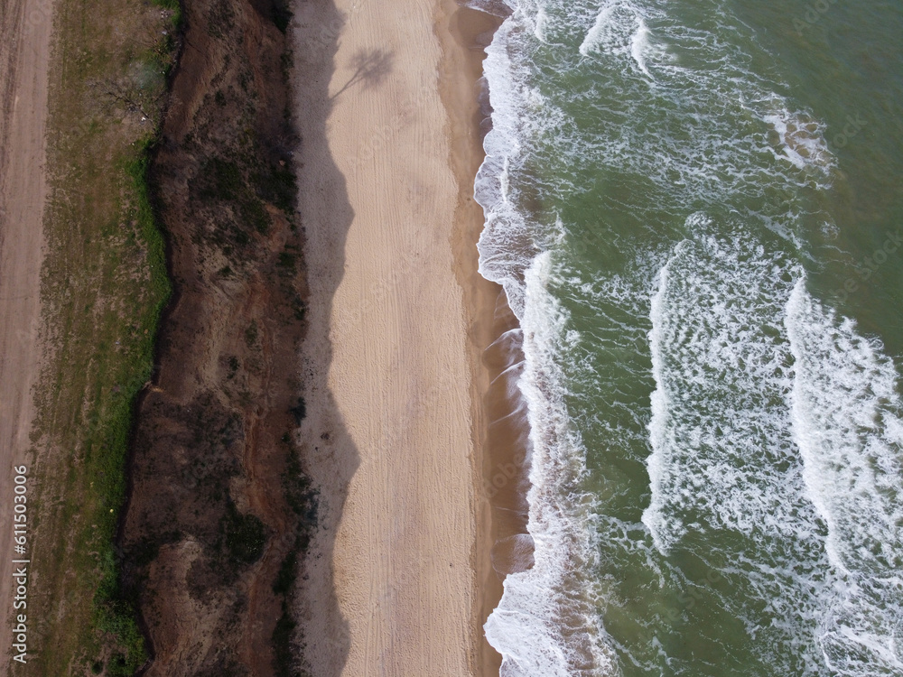 Top view aerial image from drone of an stunning beautiful sea landscape beach Top view aerial image from drone of an stunning beautiful sea landscape beach