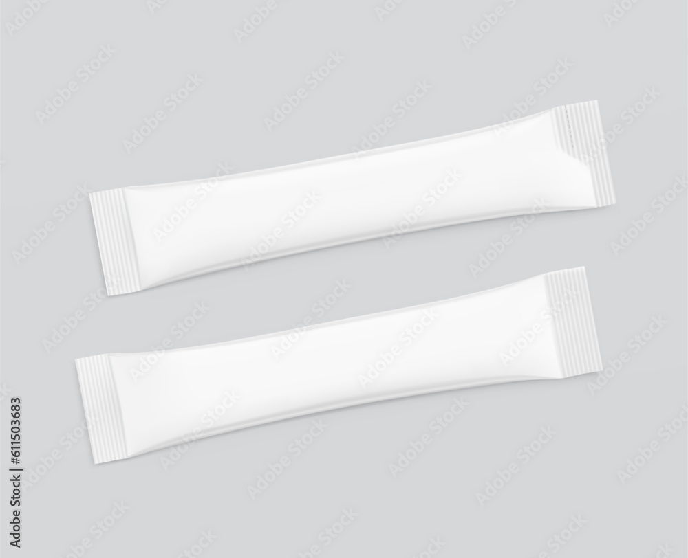 Blank package stick mockup. Set of stick with different corners. Flat lay view. Vector illustration. Can be use for food, cosmetic, medicine and etc. EPS10. Blank package stick mockup. Set of stick with different corners. Flat lay view. Vector illustration. Can be use for food, cosmetic, medicine and etc. EPS10.