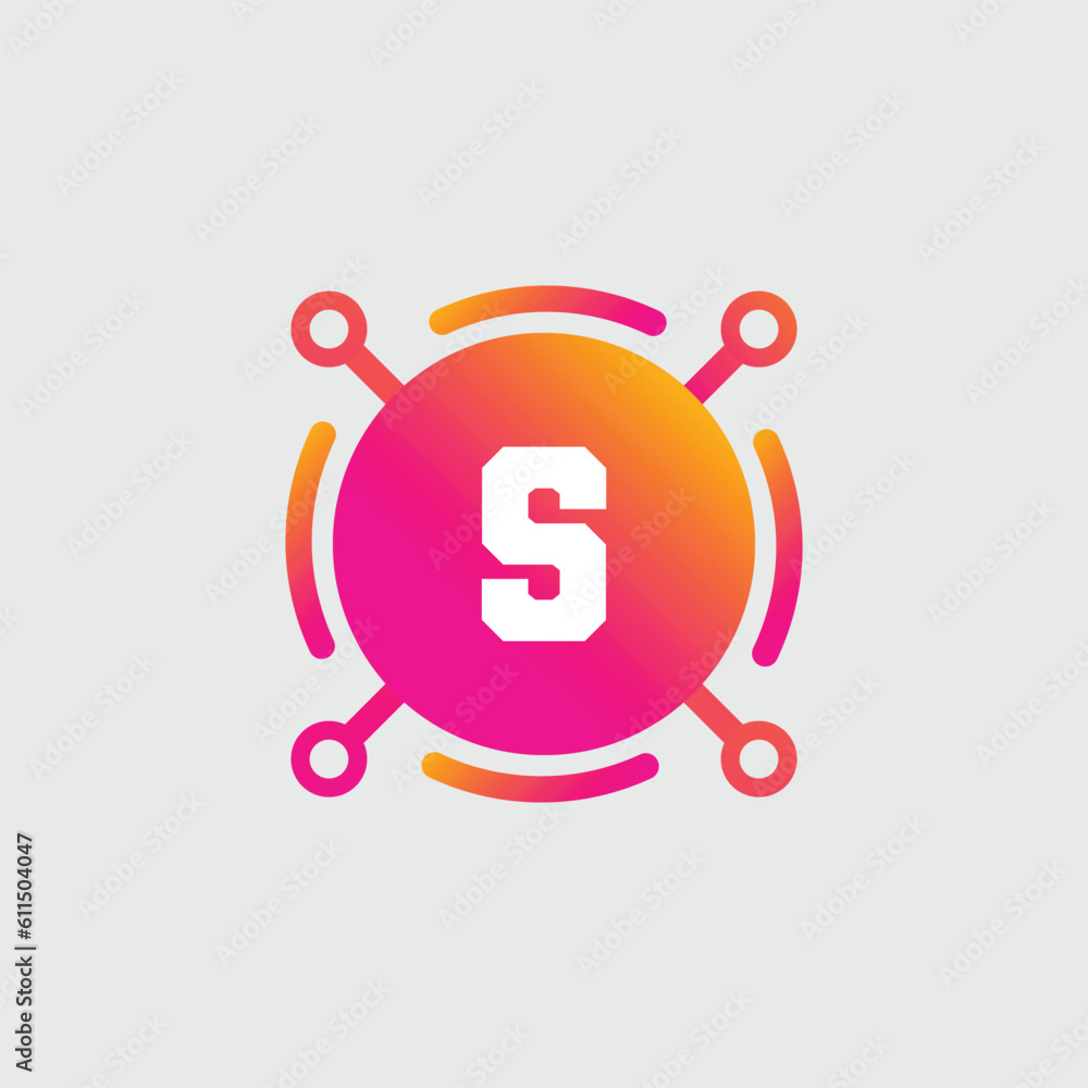 S Letter Logo abstract geometric design vector template Logotype icon Digital Technology style. S Letter Logo abstract geometric design vector template Logotype icon Digital Technology style.