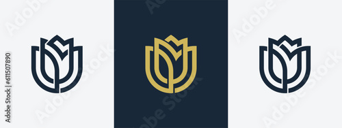 Rose Flower Floral Logo Concept symbol sign icon Element Design. Cosmetics, Jewellery, Jewelry, Health Care, Beauty salon, Boutique, Spa, Tulip Logotype. Vector illustration template