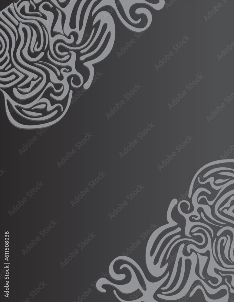 Dark design with abstract patterns in corners and space for text in center Dark design with abstract patterns in corners and space for text in center