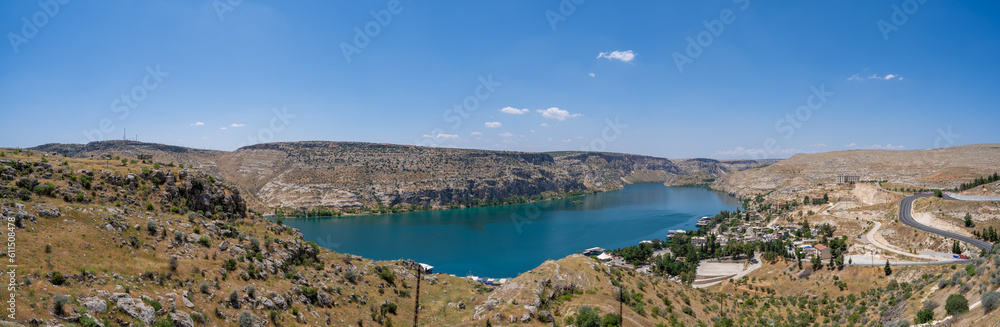 Aerial panoramic view of Halfeti district of Sanliurfa