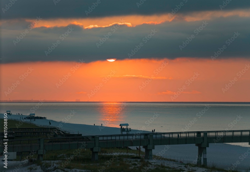 Florida sunrise over pier