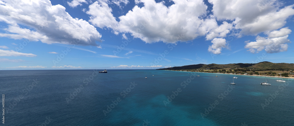 Tropical clouds and calm waters of St Croix USVI