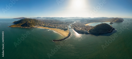 Donostia San Sebastián, panorámica de la ciudad desde el mar frente al auditorio del Kursaal photo