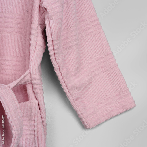 kids Bathrobe mockup Empty plush dressing gown with belt mock up, isolated bathroom fashion