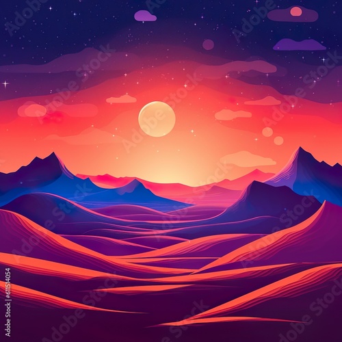 Sunset Landscape with Desert Sand Dunes © Jessica