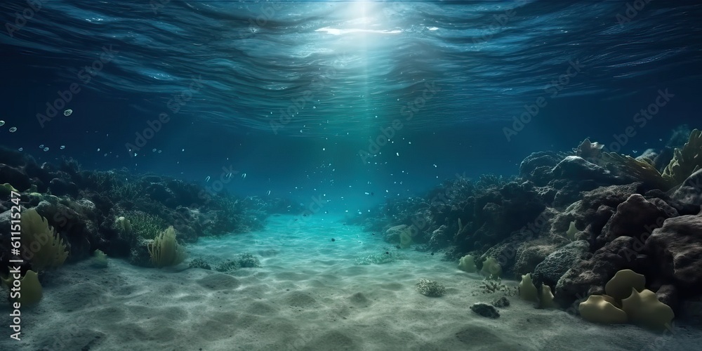 Fototapeta premium underwater ocean landscape, generative ai