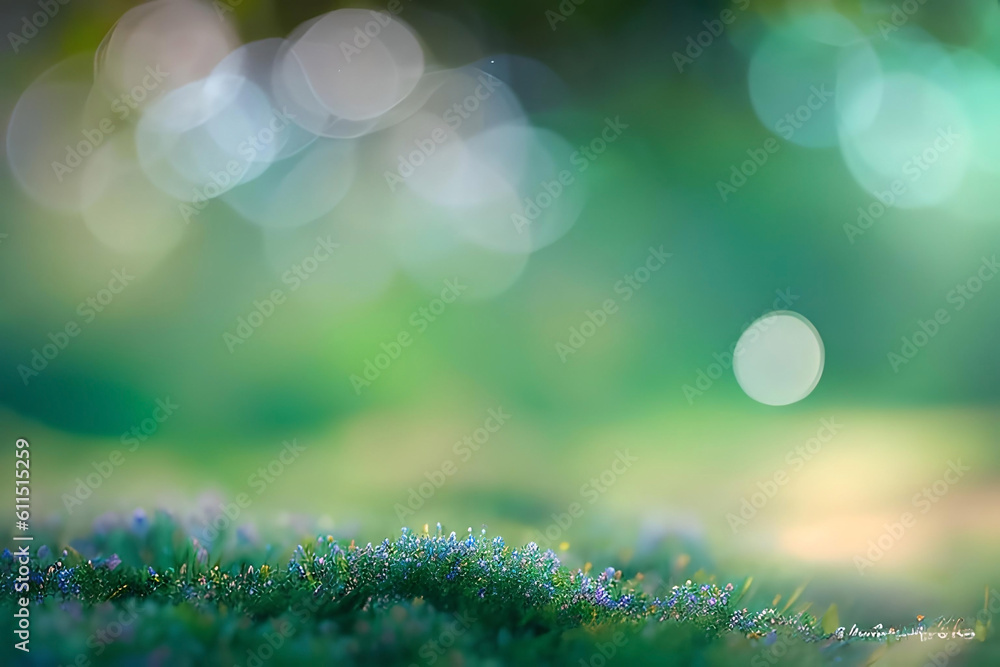 Obraz premium A tranquil bokeh background, with soft and subtle out-of-focus lights in cool tones, evoking a sense of calm and relaxation
