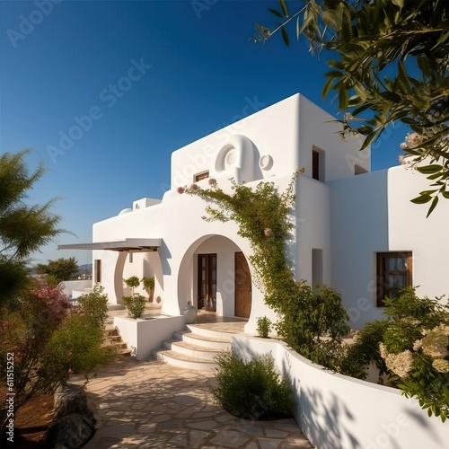 White holiday villa with po...