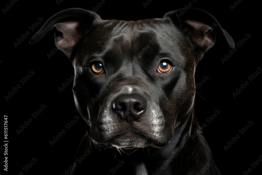 Studio portrait of a dog breed Staffordshire Bull Terrier. AI generated, human enhanced Studio portrait of a dog breed Staffordshire Bull Terrier. AI generated, human enhanced