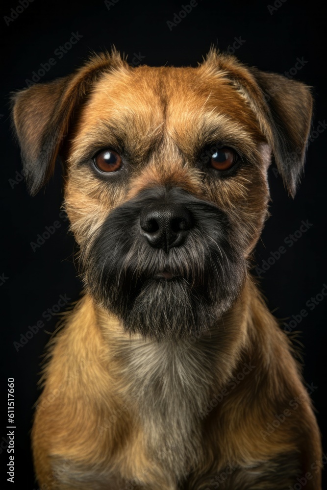 Studio portrait of a dog breed Border Terrier. AI generated, human enhanced Studio portrait of a dog breed Border Terrier. AI generated, human enhanced